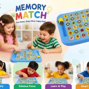 Memory Chess Flip & Match Game for Kids & Adults – Montessori Matching Board Game with Animal & Fruit Tokens, Brain Development & Memory Exercise STEM Toy for All Ages (3+)