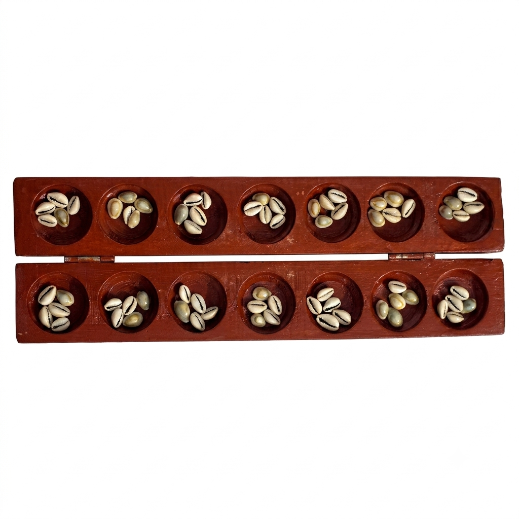 Twintaz Vamana Guntalu / Pallanghuzi / Mancala Wooden Board Game – 14 Pit Hardwood Board with 70 Natural Seashells & Storage Bag | Traditional Indian Strategy Game | Family Educational Board Game for Kids & Adults - Image 4