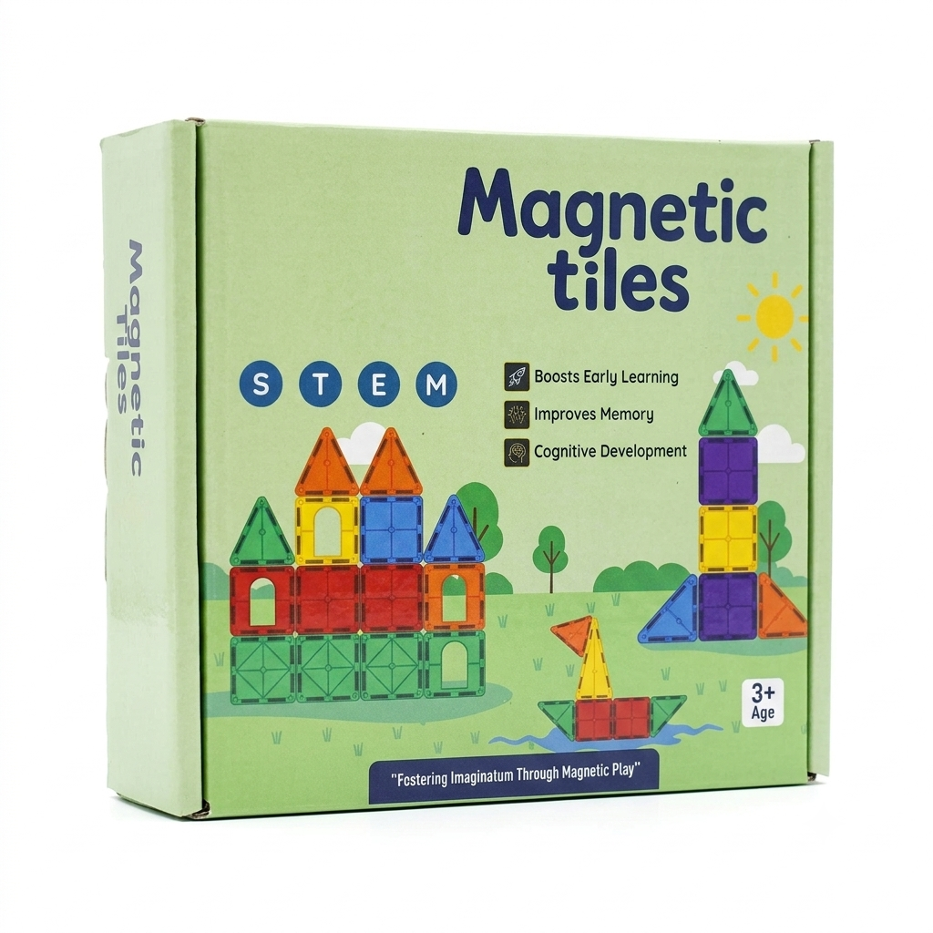 Magnetic Tiles Building Blocks Set – 32 Pieces | STEM & STEAM Educational Construction Toy for Kids | Creative Learning & Imagination Development | Multicolor Magnetic Blocks | Age 3+ - Image 3