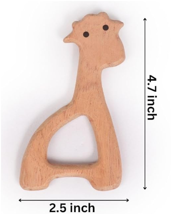 Wooden Giraffe Neem Teether | Natural Neem Wood Baby Teether | 1 Piece | Baby Teething Toy - Image 6