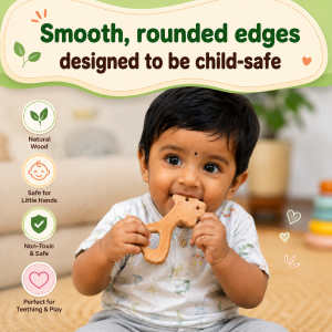 TWINTAZ Wooden Bear Rattle for Babies | Natural Soft Pine Wood Baby Rattle | Baby’s First Toy for Grasping, Shaking & Sensory Play | Hand-Eye Coordination & Fine Motor Skill Development | 1 Piece