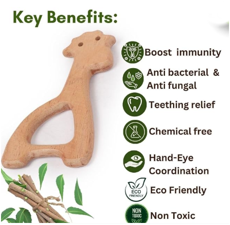 TWINTAZ Wooden Bear Rattle for Babies | Natural Soft Pine Wood Baby Rattle | Baby’s First Toy for Grasping, Shaking & Sensory Play | Hand-Eye Coordination & Fine Motor Skill Development | 1 Piece - Image 2