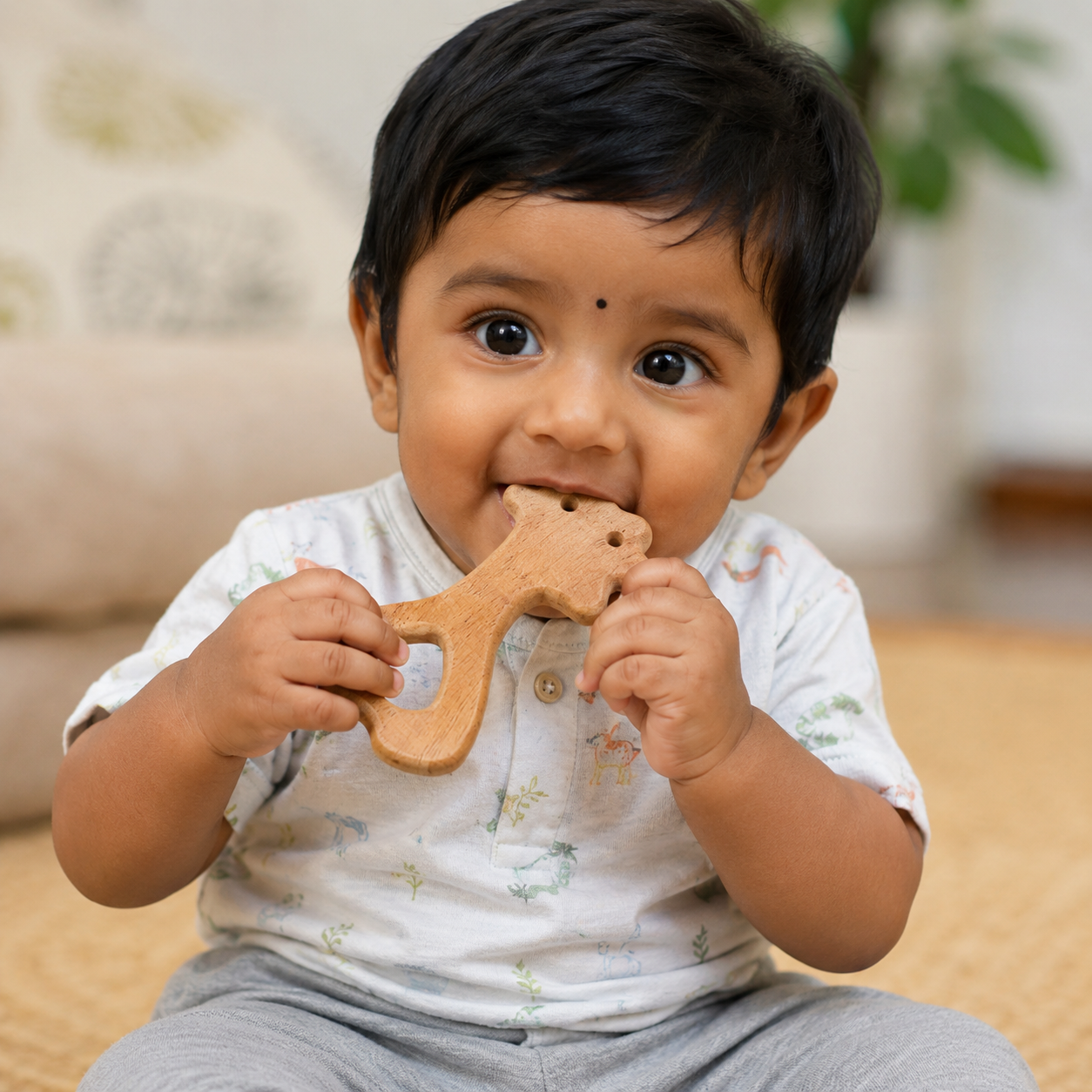 Wooden Giraffe Neem Teether | Natural Neem Wood Baby Teether | 1 Piece | Baby Teething Toy - Image 4