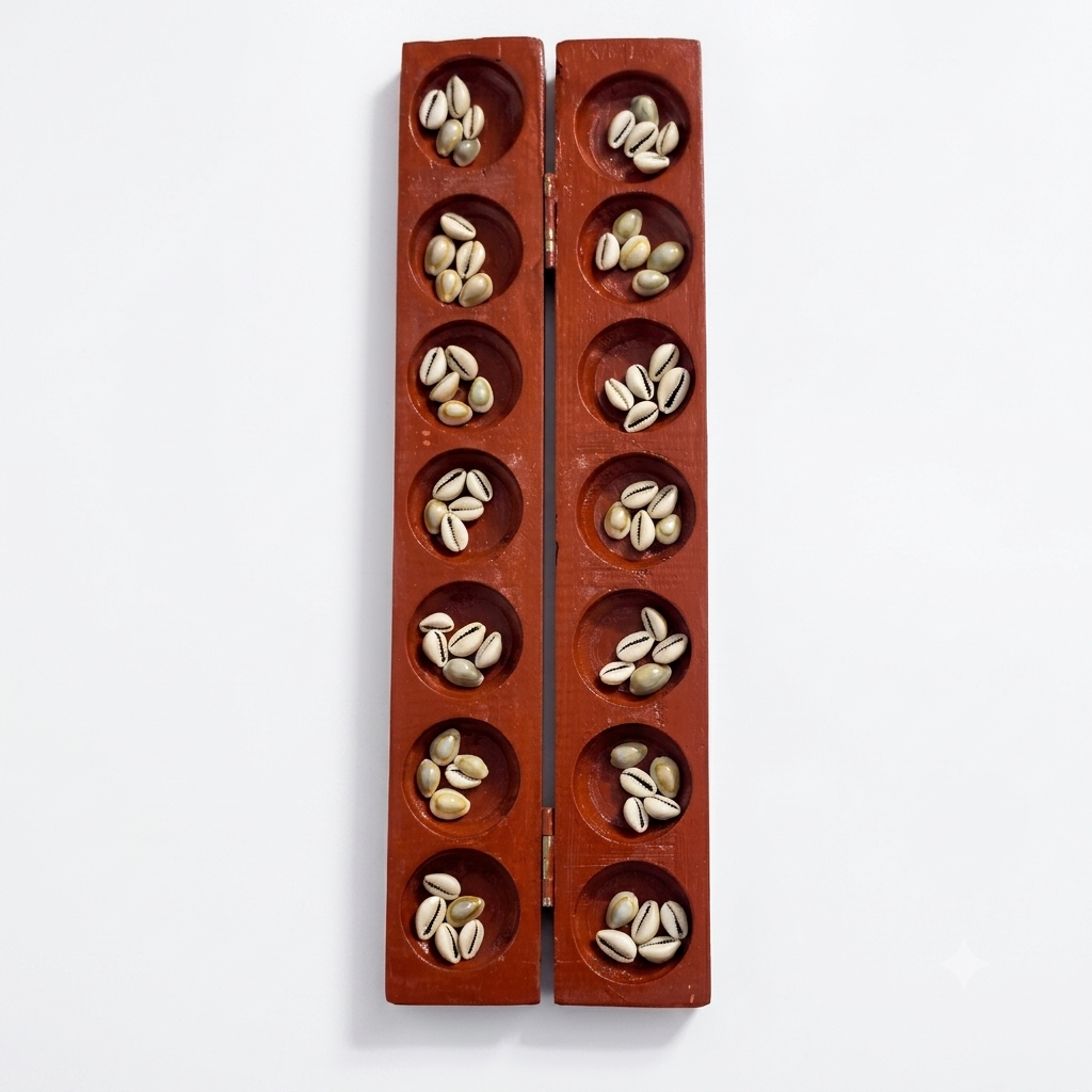 Twintaz Vamana Guntalu / Pallanghuzi / Mancala Wooden Board Game – 14 Pit Hardwood Board with 70 Natural Seashells & Storage Bag | Traditional Indian Strategy Game | Family Educational Board Game for Kids & Adults - Image 6