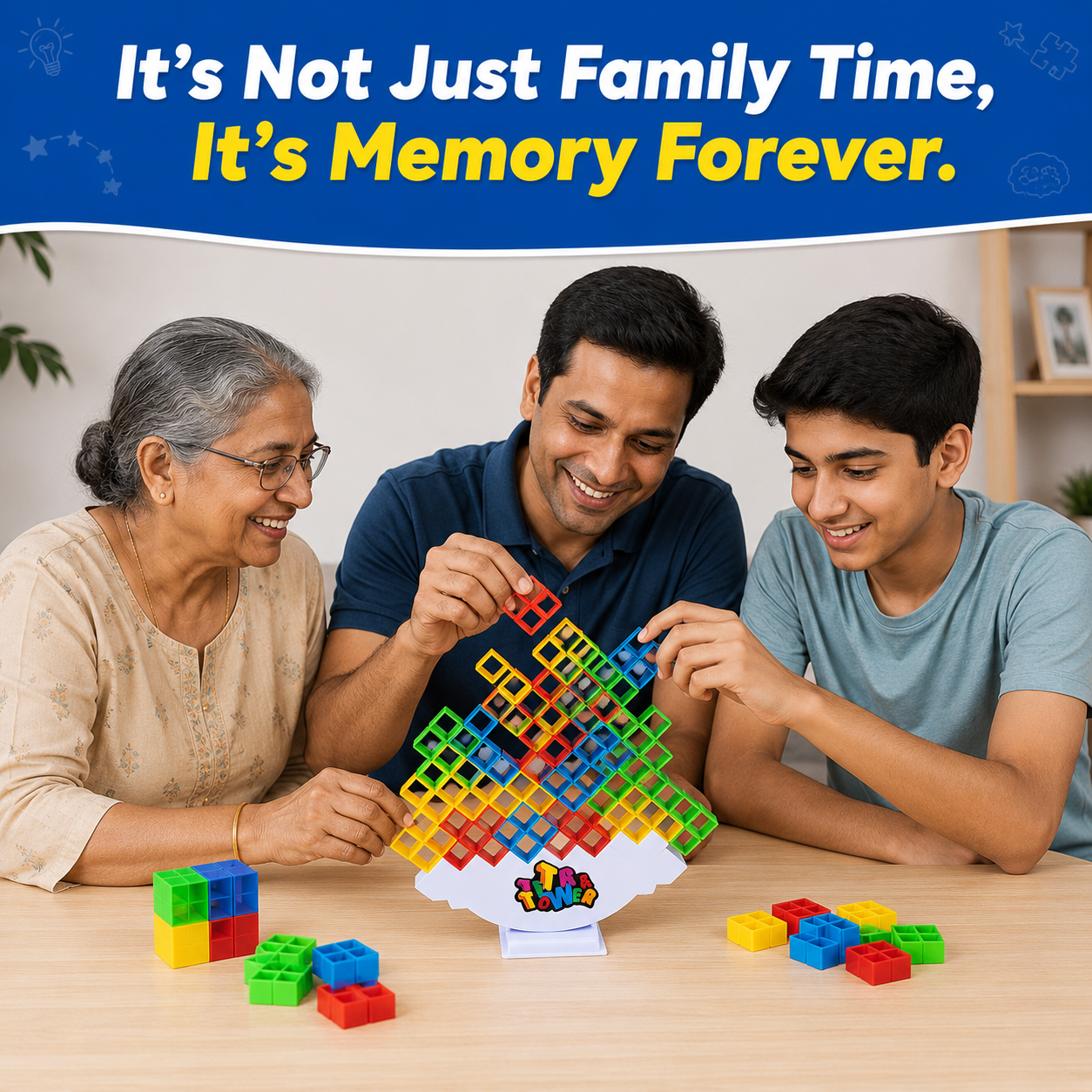 Twintaz Tetra Tower Balance Game – 16 Colorful Stacking Blocks with Tower Stand | Educational Balance Building Game | Family Party Game for Kids & Adults | Montessori STEM Toy | 2–5 Players - Image 5