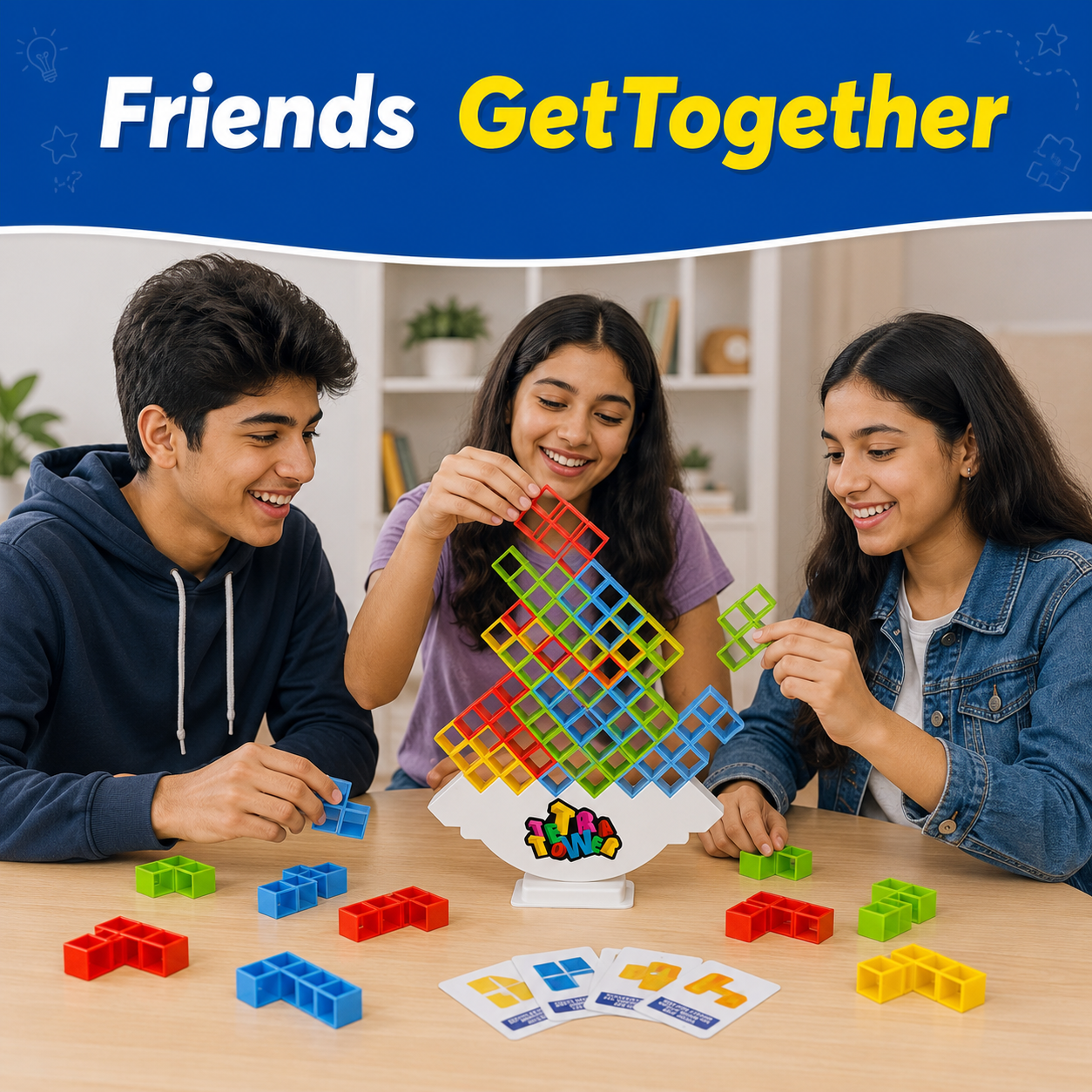 Twintaz Tetra Tower Balance Game – 16 Colorful Stacking Blocks with Tower Stand | Educational Balance Building Game | Family Party Game for Kids & Adults | Montessori STEM Toy | 2–5 Players - Image 6