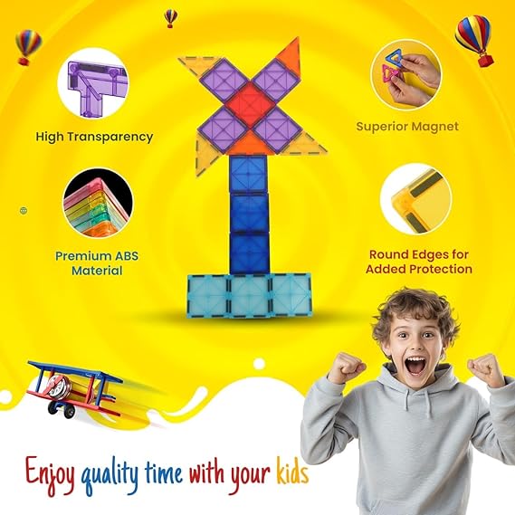 Magnetic Tiles Building Blocks Set – 26 Pieces | STEM & STEAM Educational Construction Toy for Kids | Creative Learning & Imagination Development | Multicolor Magnetic Blocks | Age 3+ - Image 2