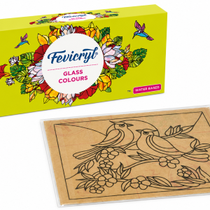 TWINTAZ’s DIY Fiberglass Painting Kit – love birds Design (Medium, 7.75 x 10.5 Inches) | Includes 6 Shades of FEVICRYL Glass Colours & 1 Outliner | DIY Art & Craft Set | Creative Active Gift for Kids and Adult