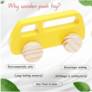 Wooden Push Toy Van | Yellow Wooden Vehicle | 1 Piece | Classic Push Toy
